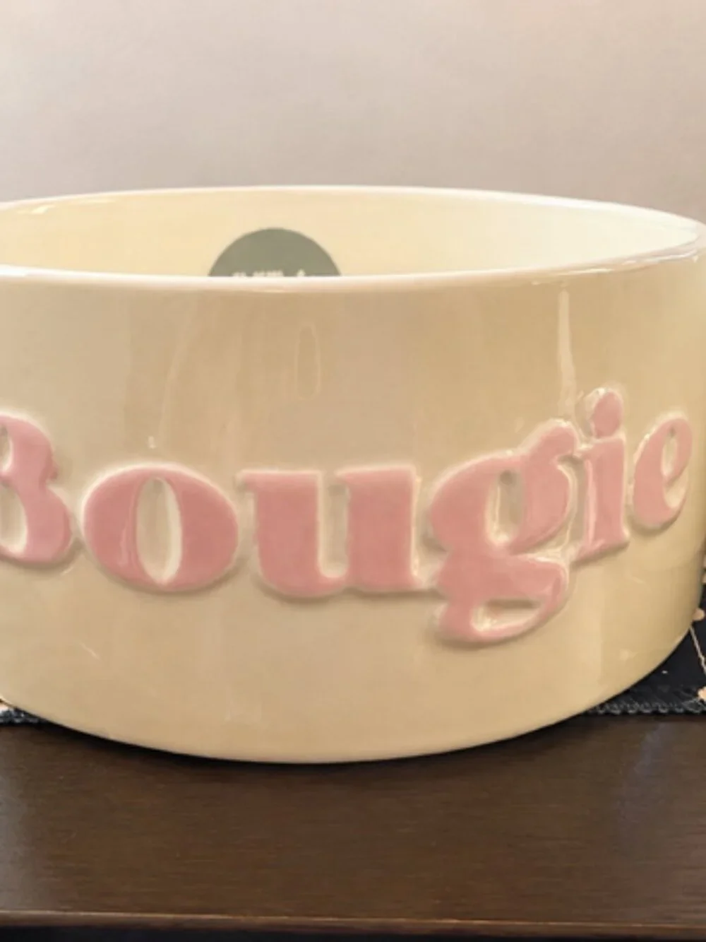 Set of 2 Bougie Ceramic Pet Bowls Pink & Cream – NEW